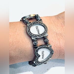 Photo Frame Silver Tone Stretch Bracelet New in package